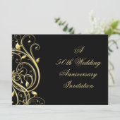 Zwarte Goud Bloei 50ste Verjaardag Kaart (Staand voorkant)