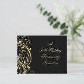 Zwarte Goud Bloei 50ste Verjaardag Kaart (Staand voorkant)