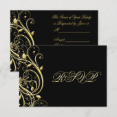 Zwarte Goud Bloei 50ste Verjaardag RSVP Kaartje (Voorkant / Achterkant)