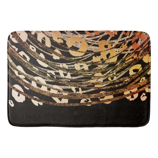 Zwarte Goud Brons Luipaardprint Chic Badmat (Voorkant)