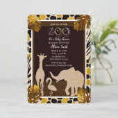 Zwarte Goud Bruine Dierentuin Dieren Safari Print  Kaart (Staand voorkant)