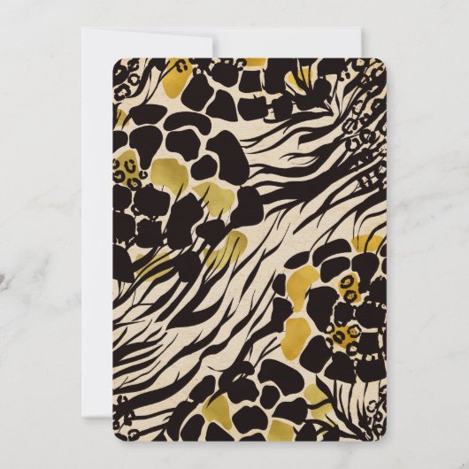 Zwarte Goud Bruine Dierentuin Dieren Safari Print  Kaart (Achterkant)