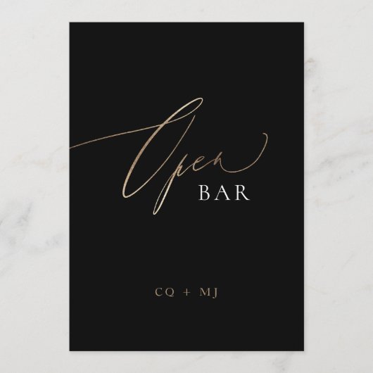 Zwarte Goud Calligrafie 5 x 7 Huwelijk OPEN Bar Bo (Voorkant)