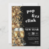 Zwarte Goud Champagne Knal Oud en Nieuw-feest Kaart (Voorkant)