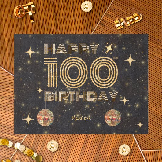 Zwarte Goud Dansende Disco Bal 100ste Verjaardag Tissuepapier