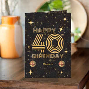 Zwarte Goud Dansende Disco Bal 40e Verjaardag Kaart