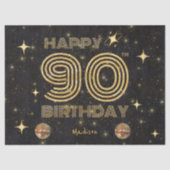 Zwarte Goud Dansende Disco Bal 90ste Verjaardag Tissuepapier (Voorkant)