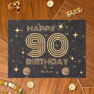 Zwarte Goud Dansende Disco Bal 90ste Verjaardag Tissuepapier