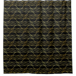 Zwarte Goud Deco Abstract Geometrisch Patroon Luxe Douchegordijn