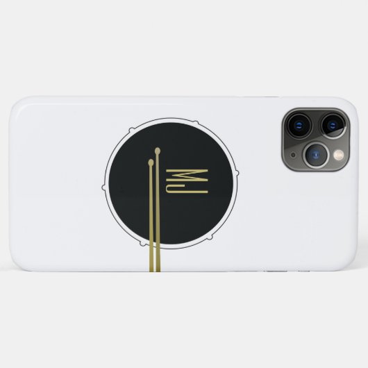 Zwarte Goud Drummer Monogram Case-Mate iPhone Case (Achterkant (horizontaal))