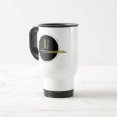 Zwarte Goud Drummer Monogram Reisbeker (Voorkant links)