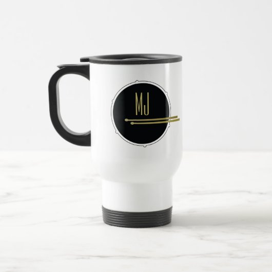 Zwarte Goud Drummer Monogram Reisbeker (Links)
