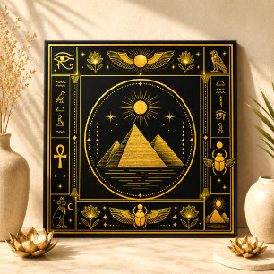 Zwarte Goud Egyptische Piramide Luxe Decor Kunst Tegeltje