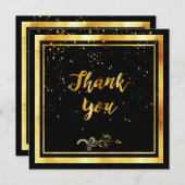 Zwarte goud elegante dank je bedankkaart (Voorkant / Achterkant)