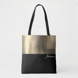 Zwarte Goud Elegante Naam Tote Bag