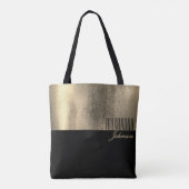 Zwarte Goud Elegante Naam Tote Bag (Achterkant)