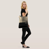 Zwarte Goud Elegante Naam Tote Bag (Op model)