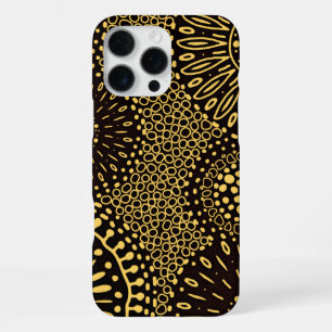 Zwarte Goud Etnisch Bloemmotief iPhone 16 Pro Max Hoesje