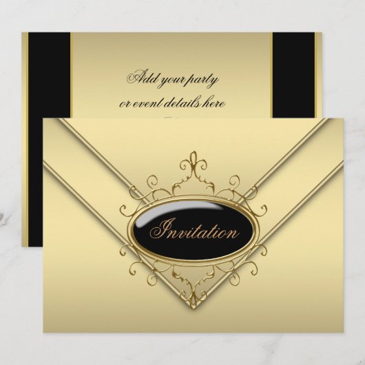 Zwarte Goud Feest Kaart (Voorkant / Achterkant)