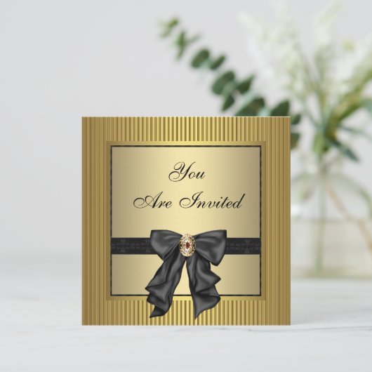 Zwarte Goud Feest Kaart (Staand voorkant)