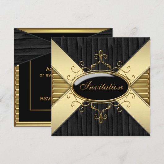 Zwarte Goud Feest Kaart (Voorkant / Achterkant)