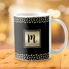 Zwarte goud folie dikke monogram script minimale c koffiemok