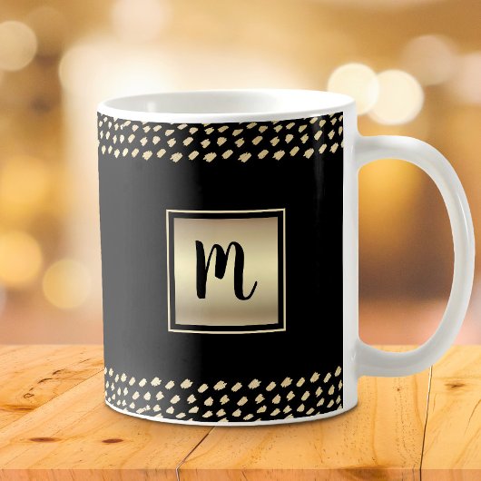 Zwarte goud folie dikke monogram script minimale c koffiemok
