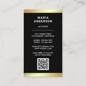 Zwarte goud folie model actrice QR-code foto Visitekaartje (Achterkant)