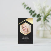 Zwarte goud folie model actrice QR-code foto Visitekaartje (Staand voorkant)