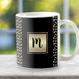 Zwarte goud folie patroon monogram schrift modern koffiemok