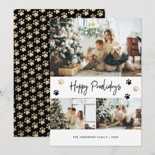 Zwarte Goud Foto Collage Prettig Pawlidays Feestdagenkaart