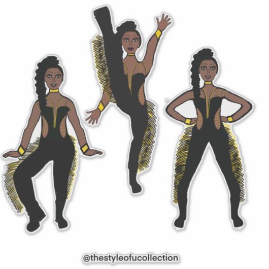 Zwarte Goud Franje Danser #1 Sticker (Voorkant)