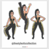 Zwarte Goud Franje Danser #2 Sticker (Vel)