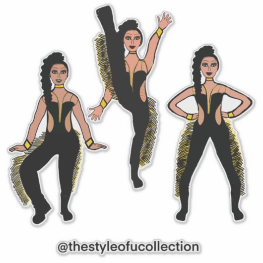 Zwarte Goud Franje Danser #2 Sticker (Voorkant)