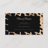 Zwarte Goud Giraffe Print Ontwerp Visitekaartje (Achterkant)