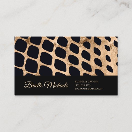 Zwarte Goud Giraffe Print Ontwerp Visitekaartje (Voorkant)