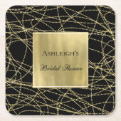 Zwarte Goud Glam Abstracte Bruids Shower Kartonnen Onderzetters (Voorkant)