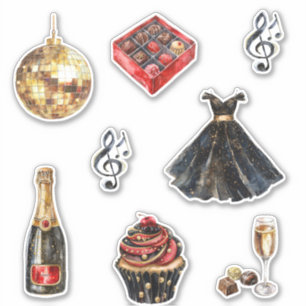 Zwarte Goud Glam Disco Bal Verjaardag Sticker