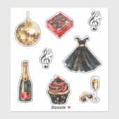 Zwarte Goud Glam Disco Bal Verjaardag Sticker (Vel)