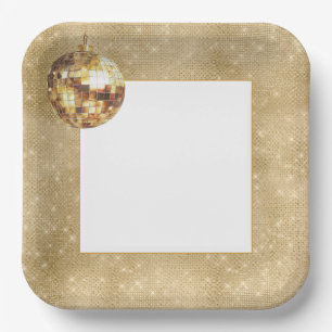 Zwarte Goud Glam Glitter Disco Bal Verjaardag Papieren Bordje