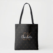 Zwarte goud glinsterende monogram naam elegant  tote bag (Voorkant)