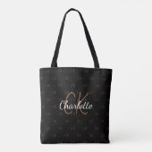 Zwarte goud glinsterende monogram naam elegant  tote bag (Achterkant)