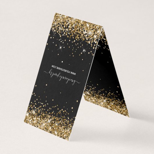 Zwarte Goud Glitter 2 Ketting Displaykaarten Kaart (Voorkant)