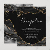 Zwarte Goud Glitter Agate Steen Bruiloft Enclosure Informatiekaartje (Voorkant / Achterkant)