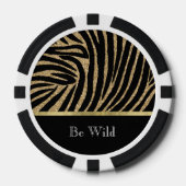 Zwarte Goud Glitter Zebra Poker Chips (Voorkant)