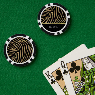 Zwarte Goud Glitter Zebra Poker Chips