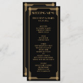 Zwarte Goud Grote Gatsby Art Deco Trouw Menukaart (Voorkant / Achterkant)