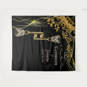 Zwarte Goud Halloween Bruiloft & Gouden Schedel Sl Wandkleed (Voorkant (horizontaal))