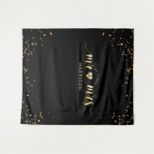 Zwarte Goud Heren en Dames Bruiloft Foto Booth Tap Wandkleed (Voorkant (horizontaal))
