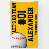 Zwarte Goud Honkbal Team Spirit Spandoek (Verticaal)